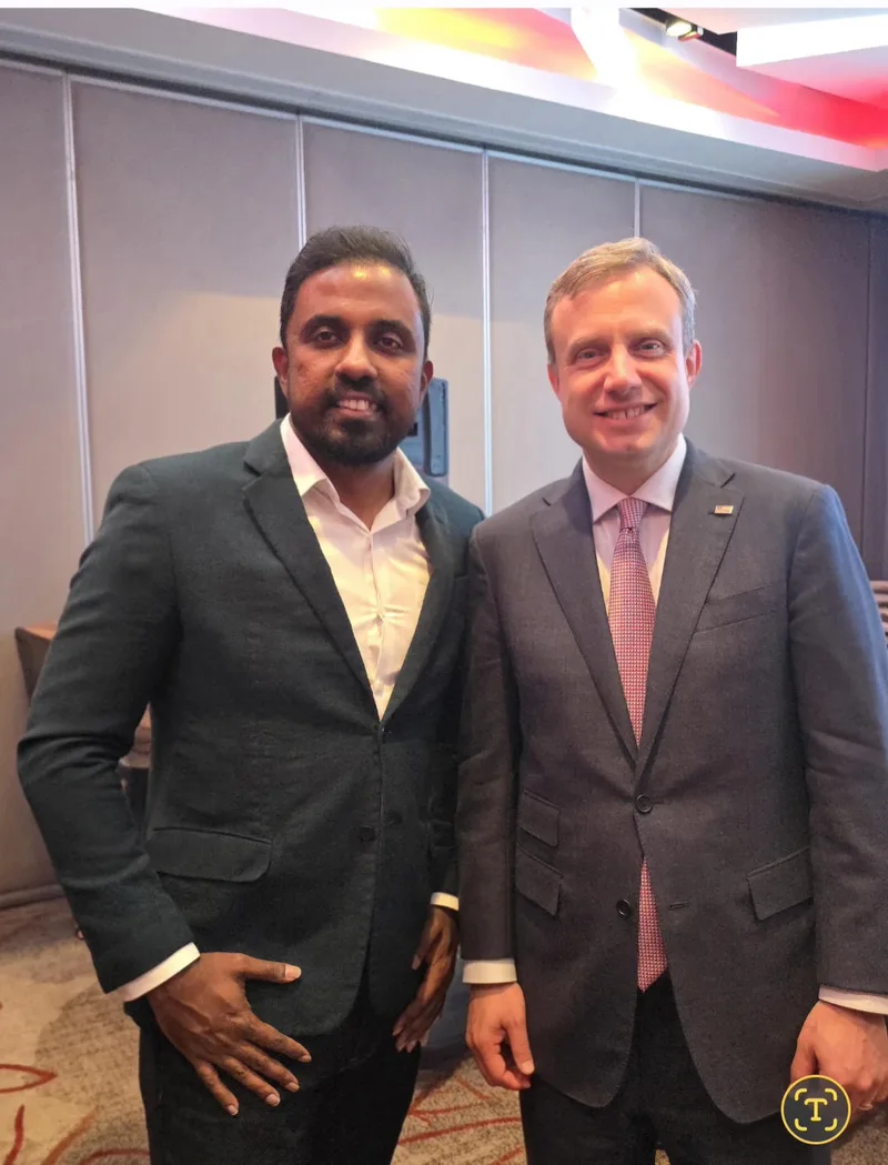 Don Sanjeewa Alwis with U.S. Ambassador Eric S. Meyer on 14 October 2026.